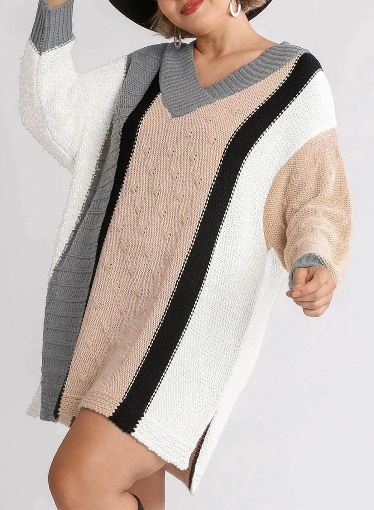 Chic plus size apricot sweater dress - Love Salve